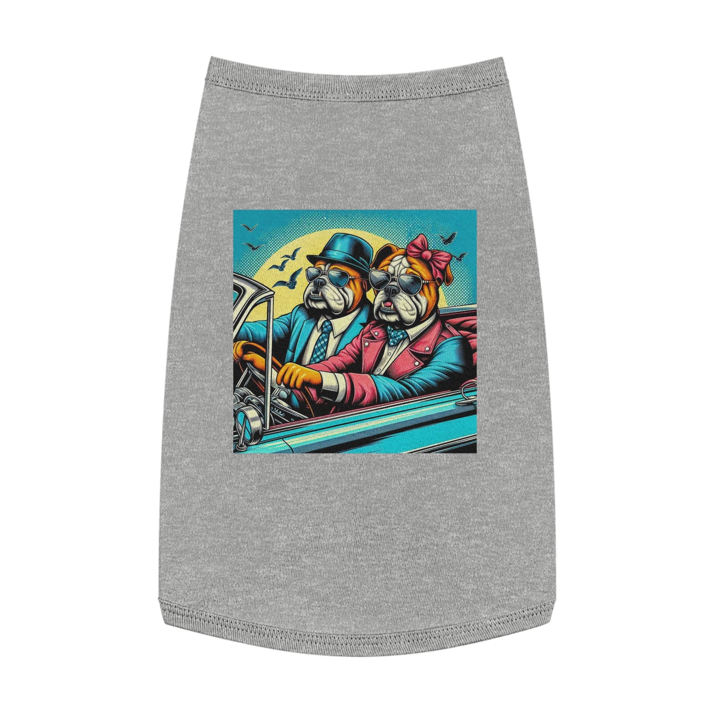 Wacky Pet Tank Top Bulldog sunset driving t shirt Pets Printify L Heather