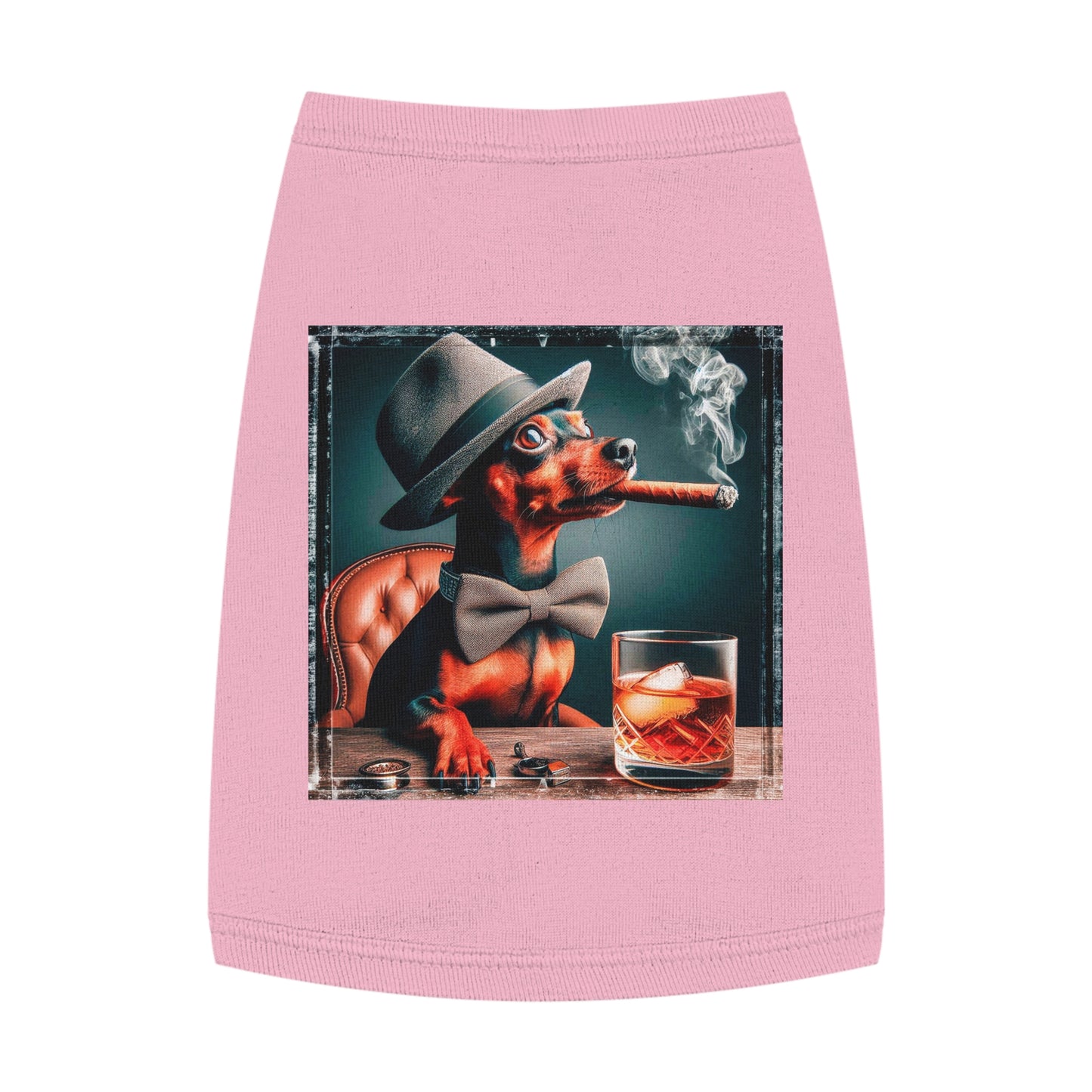 Min Pin Tank Tops cigar and drink Pets Printify M Pink