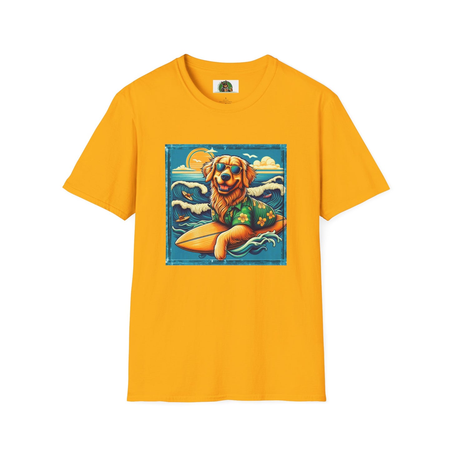 Golden Retriever surfing beauty shirt T-Shirt Printify S Gold