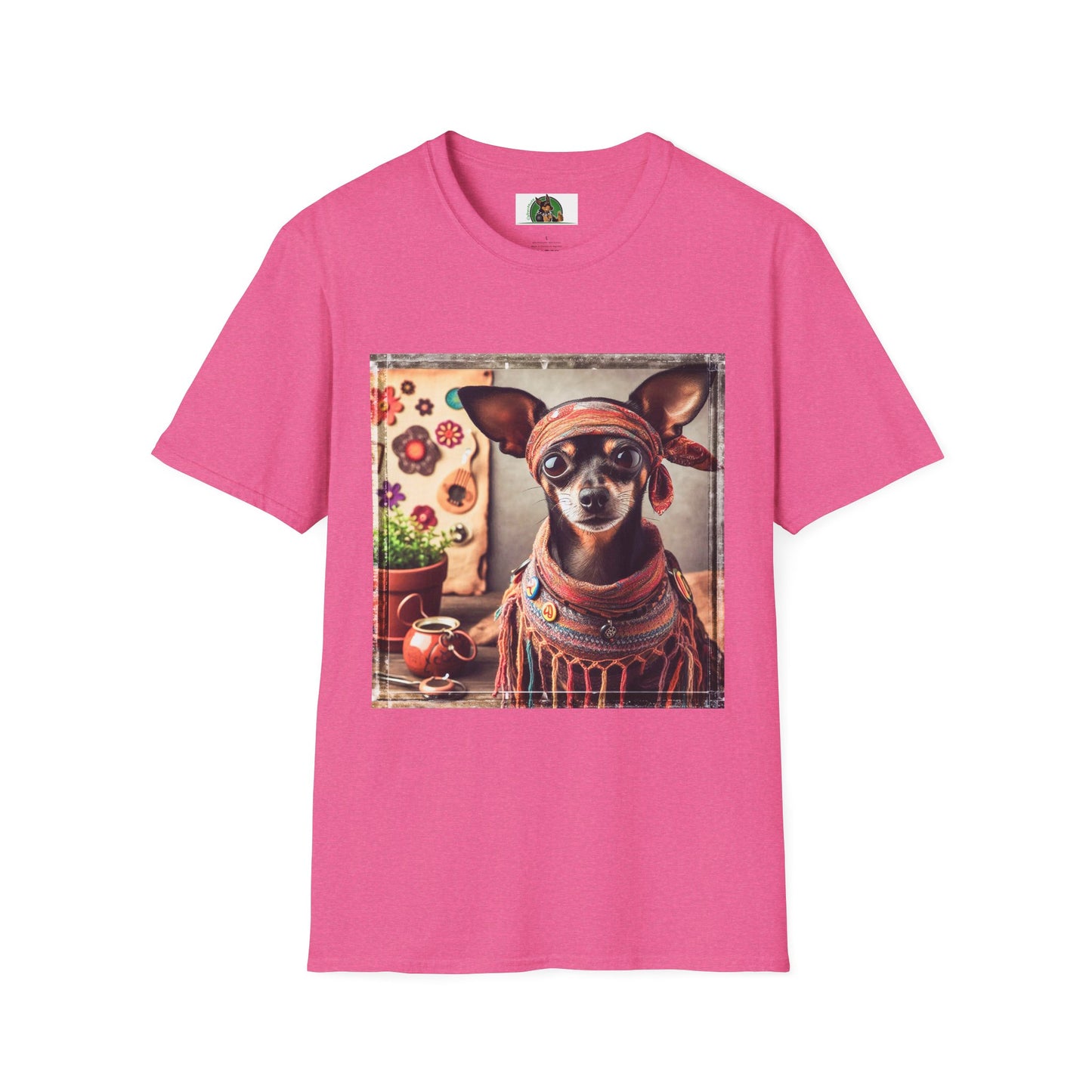 Min Pin T-Shirt hippie girl T-Shirt Printify S Heather Heliconia