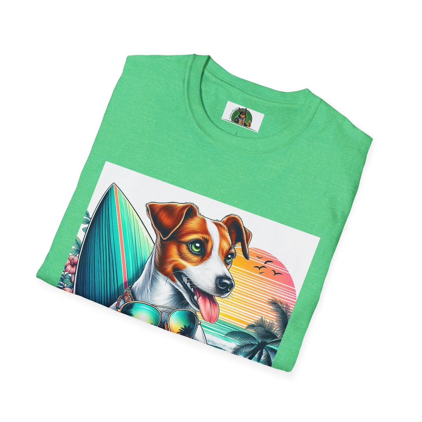 Jack Russell Sunset Surfer T-Shirt Printify