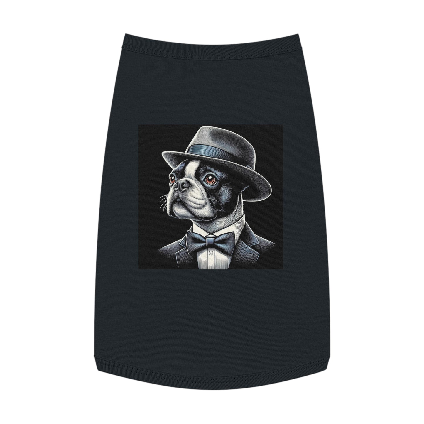 Dog Tank Top Boston Terrier Dog In Top Hat Pets Printify L Black