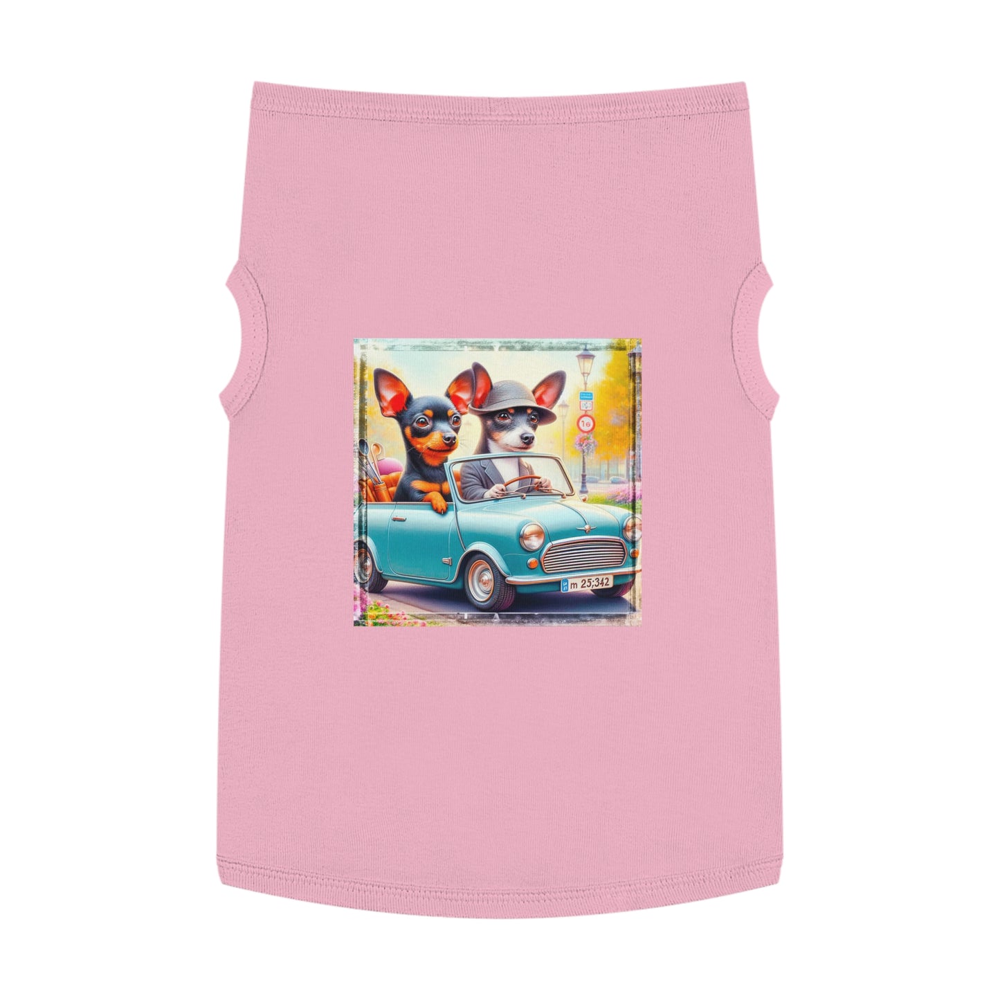 Wacky Pet Tank Top Rat Terrier couple driving Pets Printify XL Pink