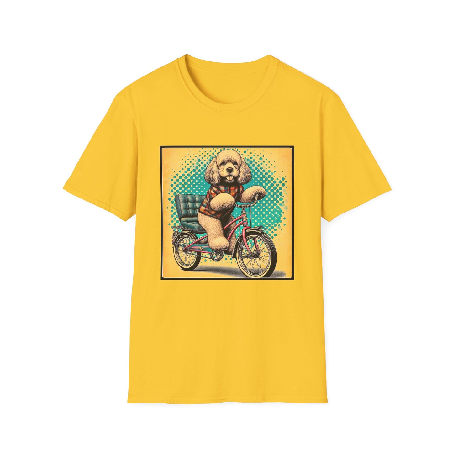 CockerPoo bike strolling t shirt T-Shirt Printify S Daisy