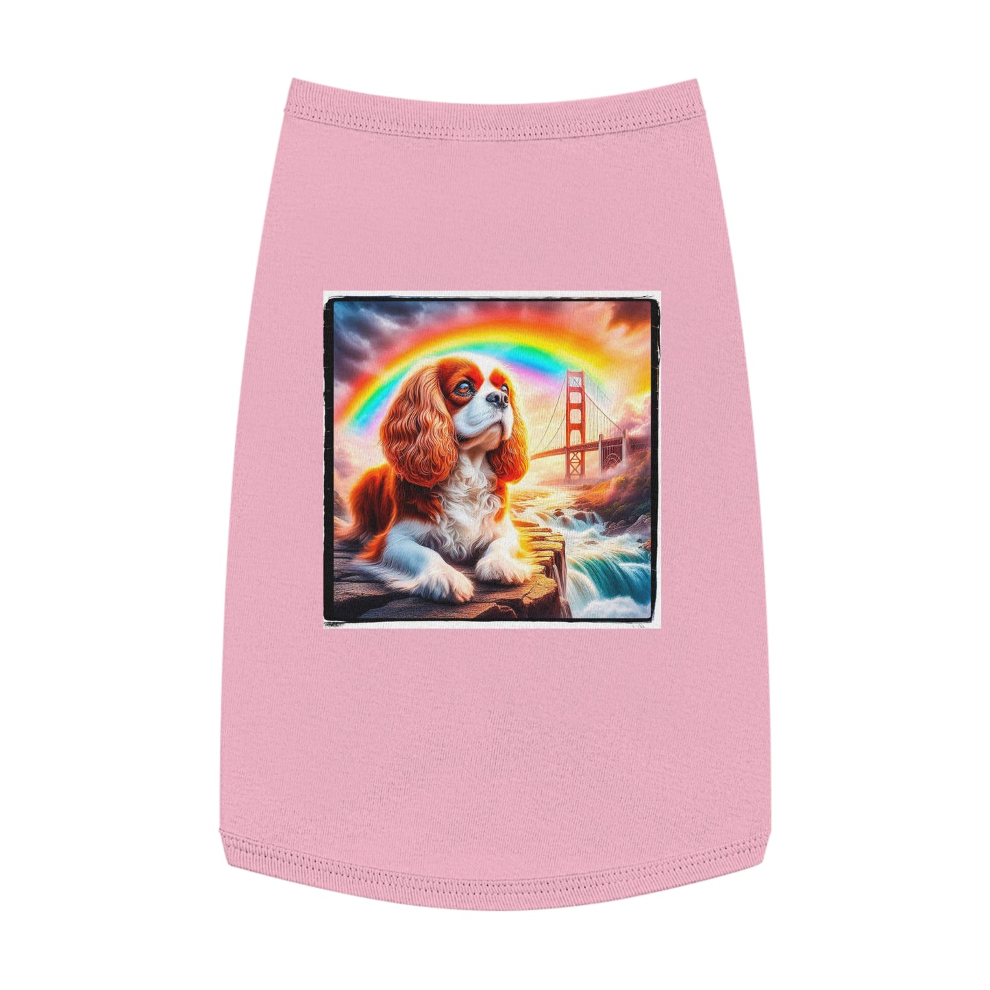 Pet Tank Top Cavalier King Charles Spaniel Rainbow bridge T Shirt Pets Printify L Pink