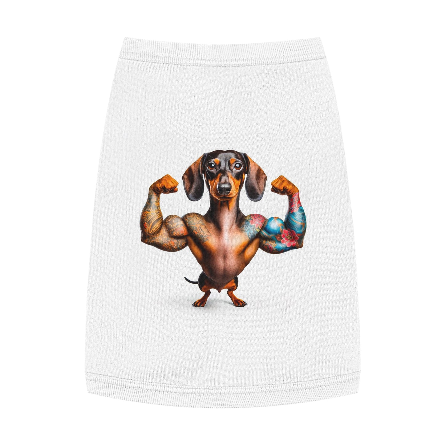 Pet Tank Top Dachshund muscle man t shirt Pets Printify