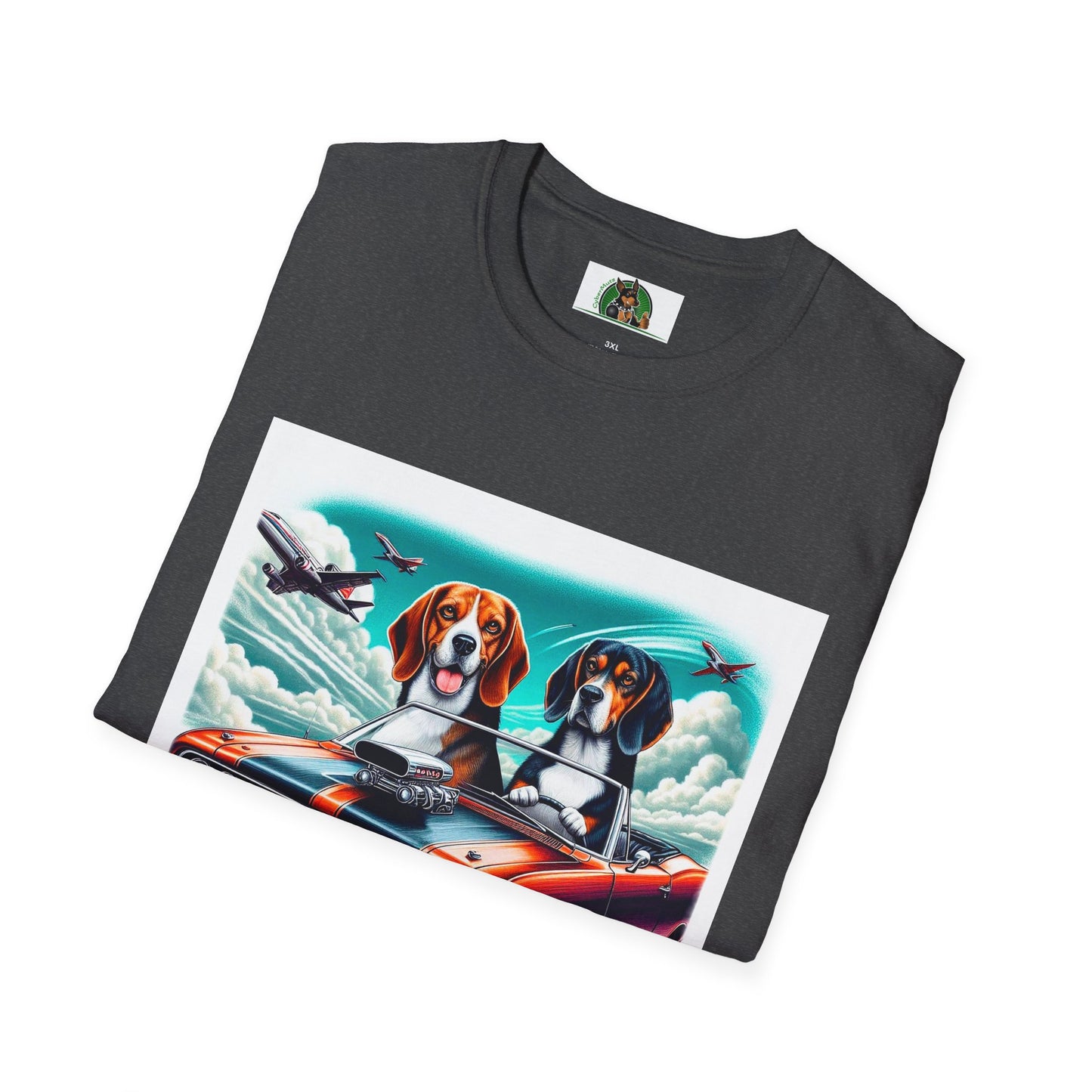 Beagle Dogs Softstyle T-Shirt - Wacky Sports Car Design T-Shirt Printify