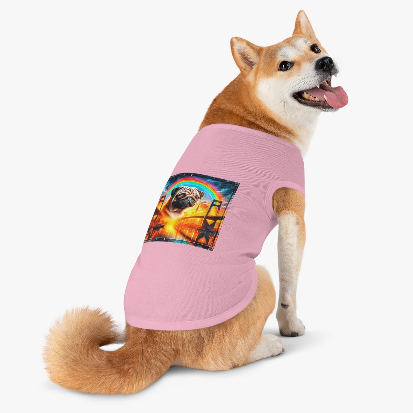 Pet Tank Top Pug bridge and rainbow