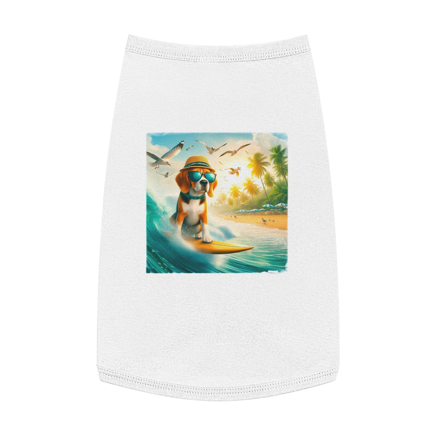 Pet Tank Top Beagle Surfer Pets Printify L White