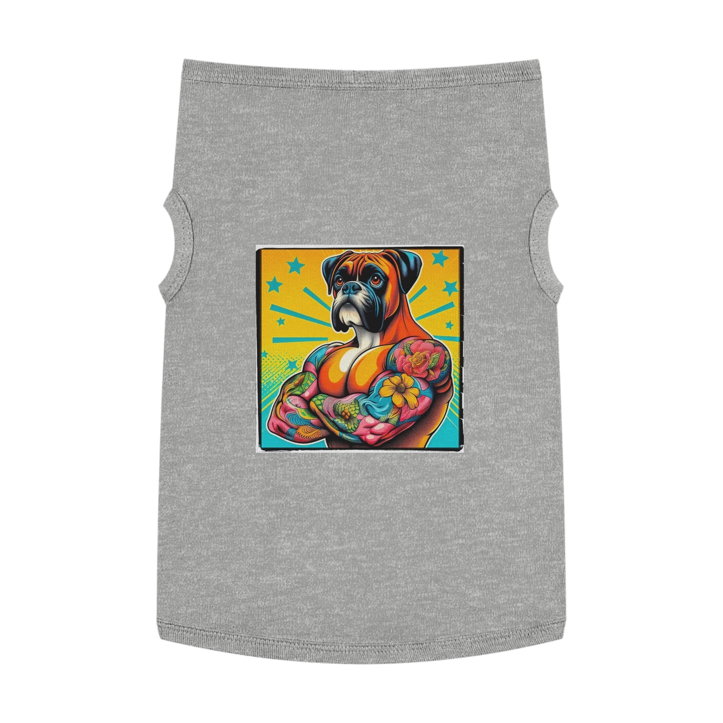 Pet Tank Top Boxer Tattooed Dog Pets Printify XL Heather