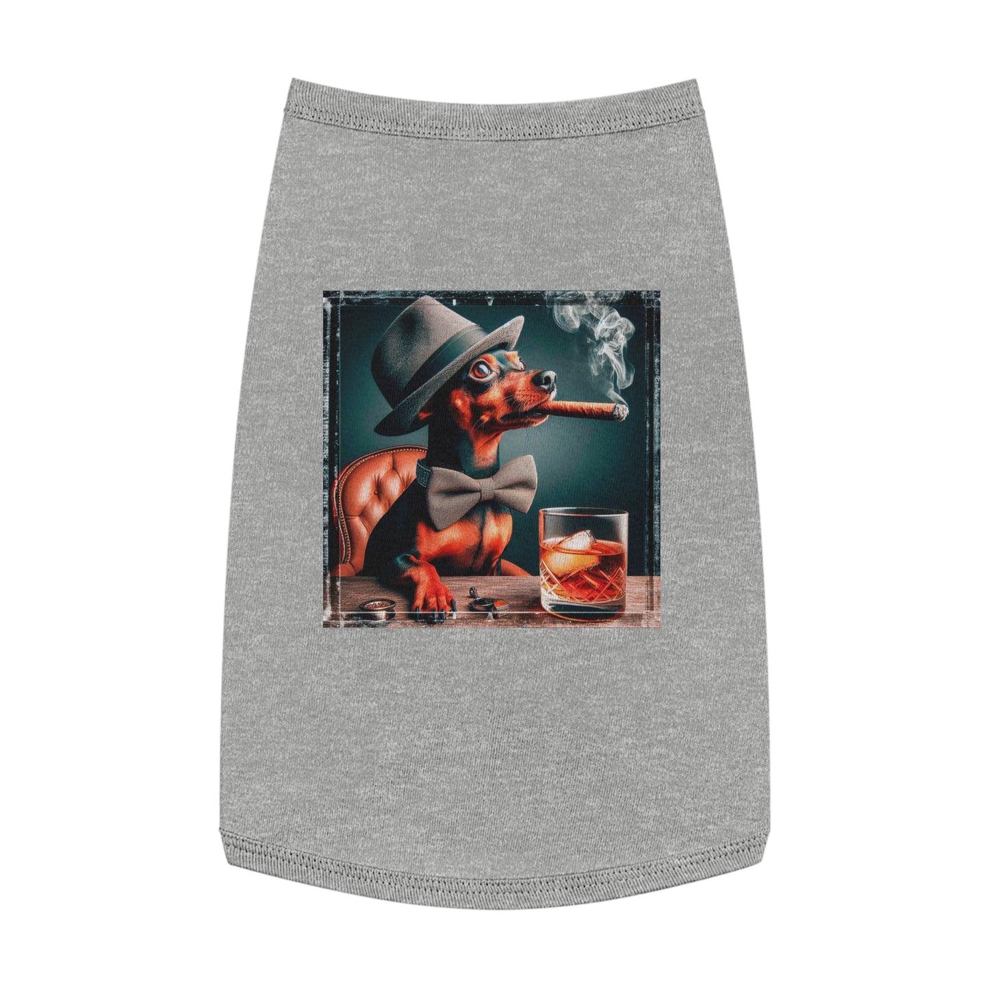 Min Pin Tank Tops cigar and drink Pets Printify L Heather