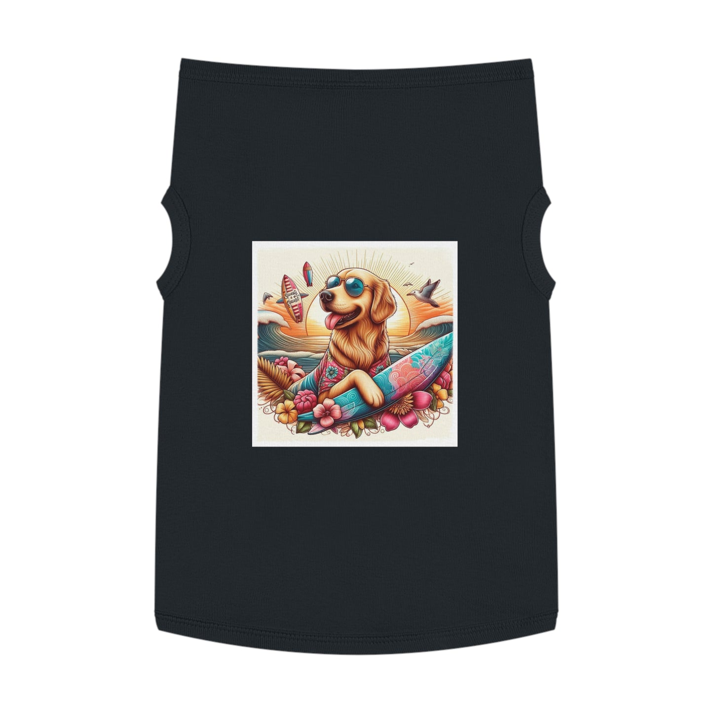 Golden Retriever pet tank top sunny day Pets Printify XL Black