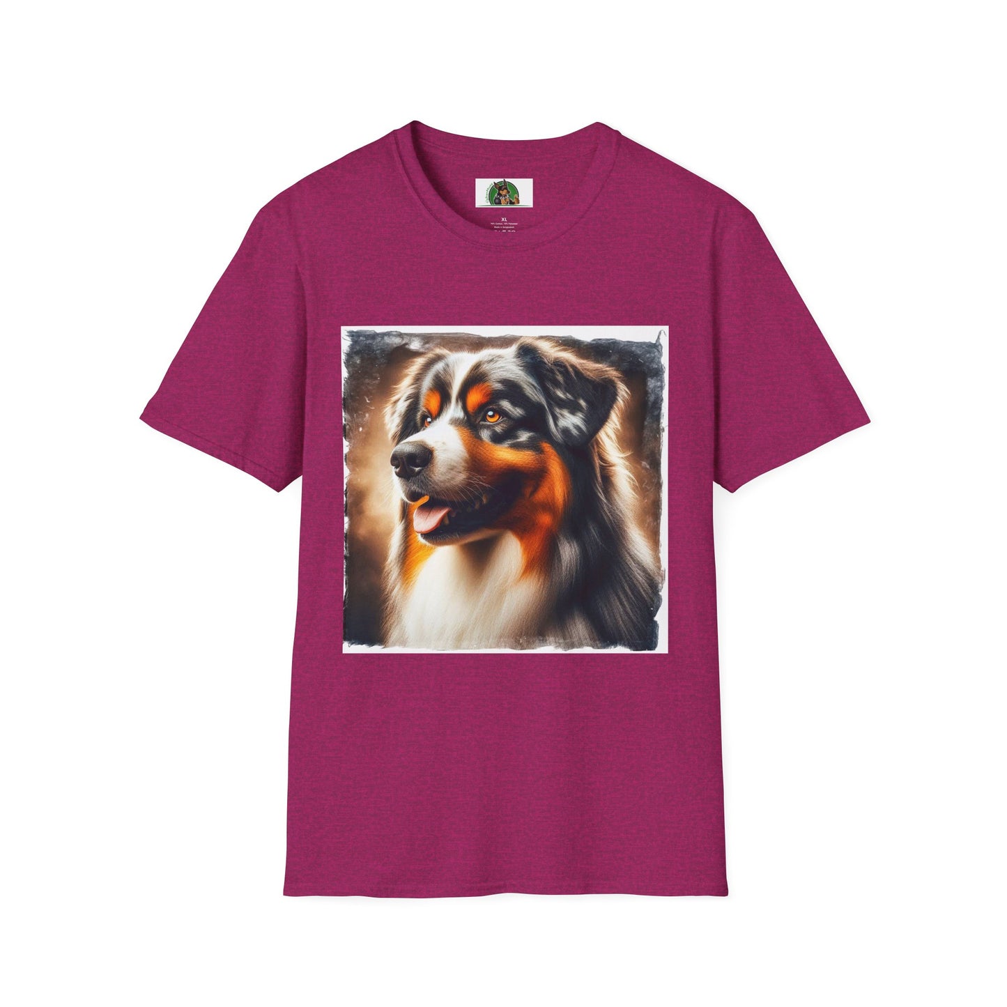 Australian Shepherd Profile Pic T-Shirt Printify S Antique Heliconia