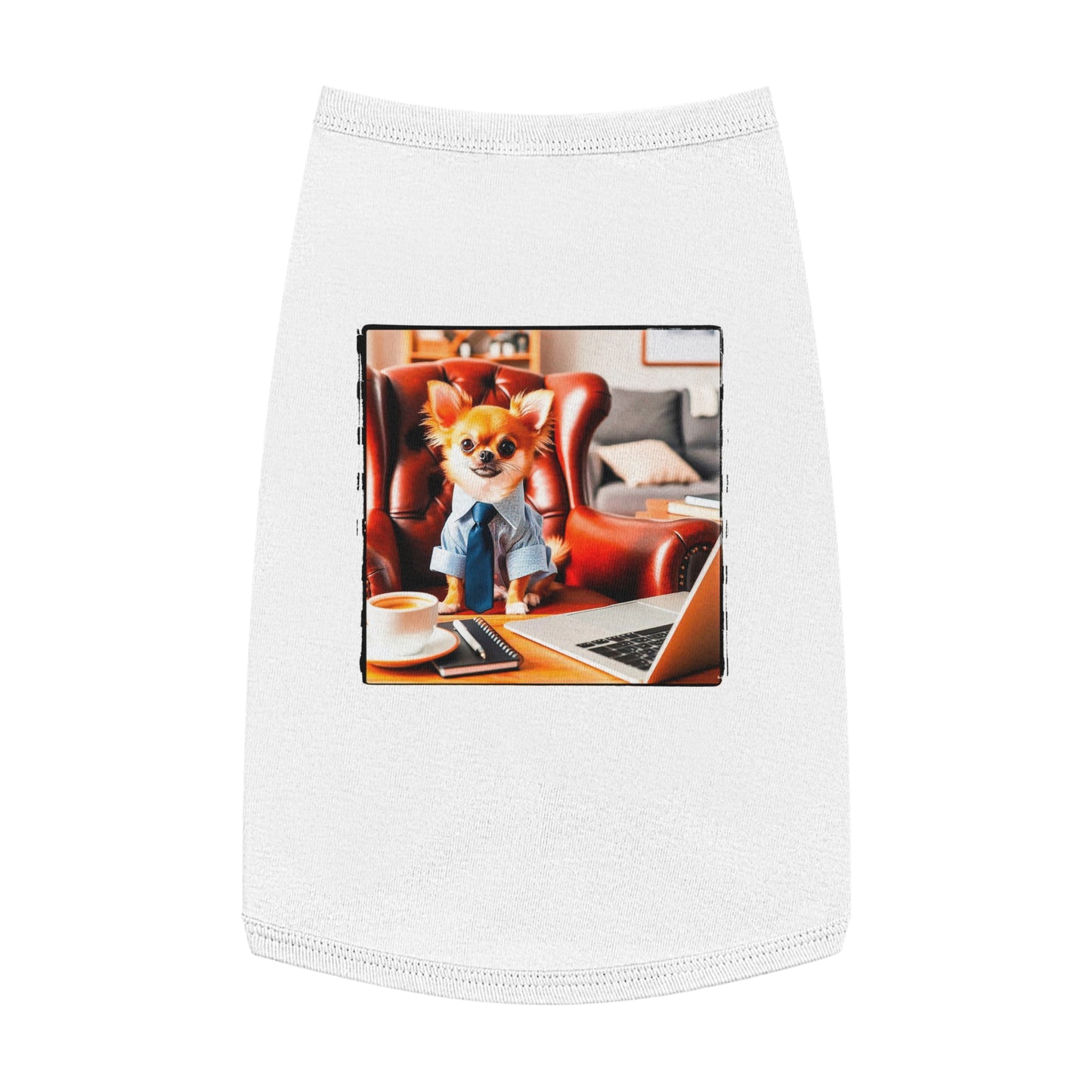 Pet Tank Top Chihuahua suit and tie t shirt Pets Printify L White