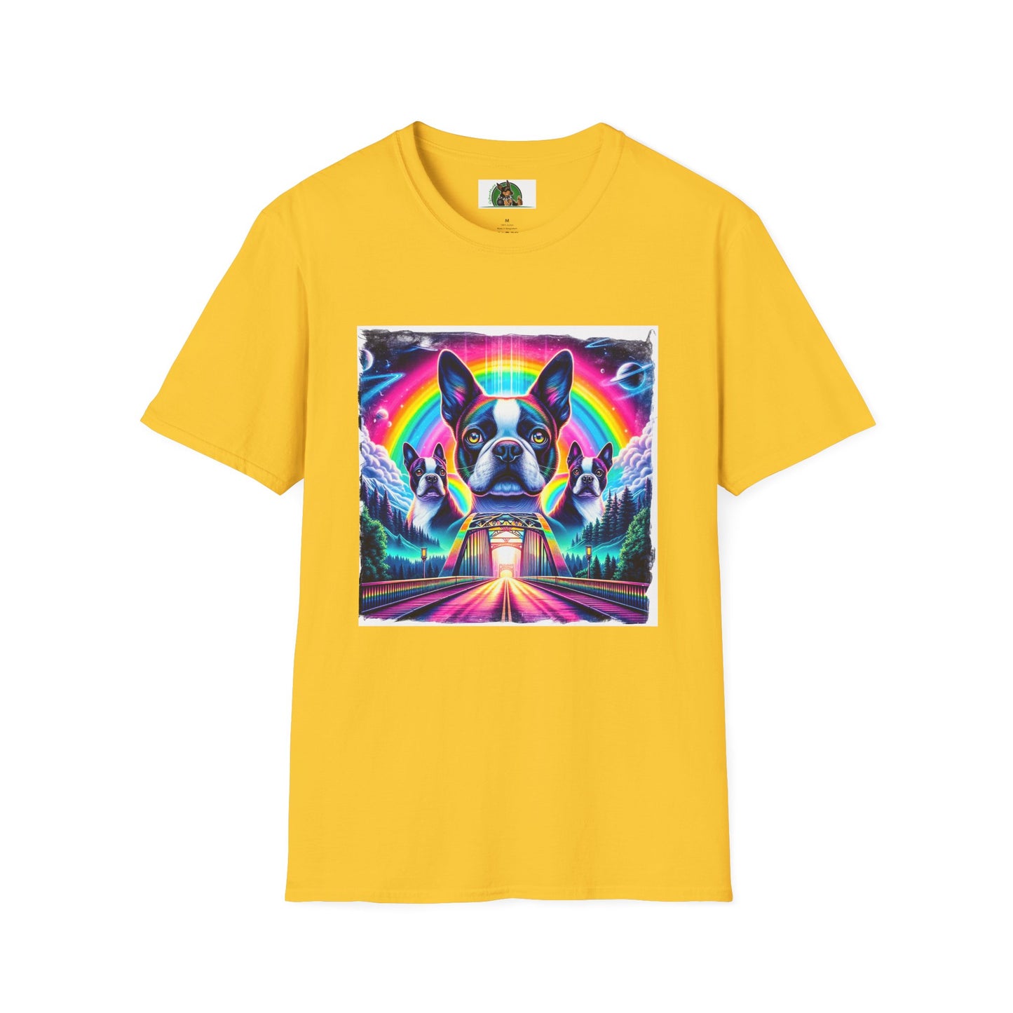 Boston Terriers Rainbow Bridge T-Shirt T-Shirt Printify S Daisy