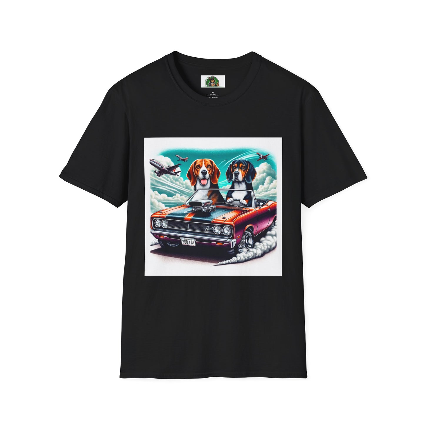 Beagle Dogs Softstyle T-Shirt - Wacky Sports Car Design T-Shirt Printify XS Black