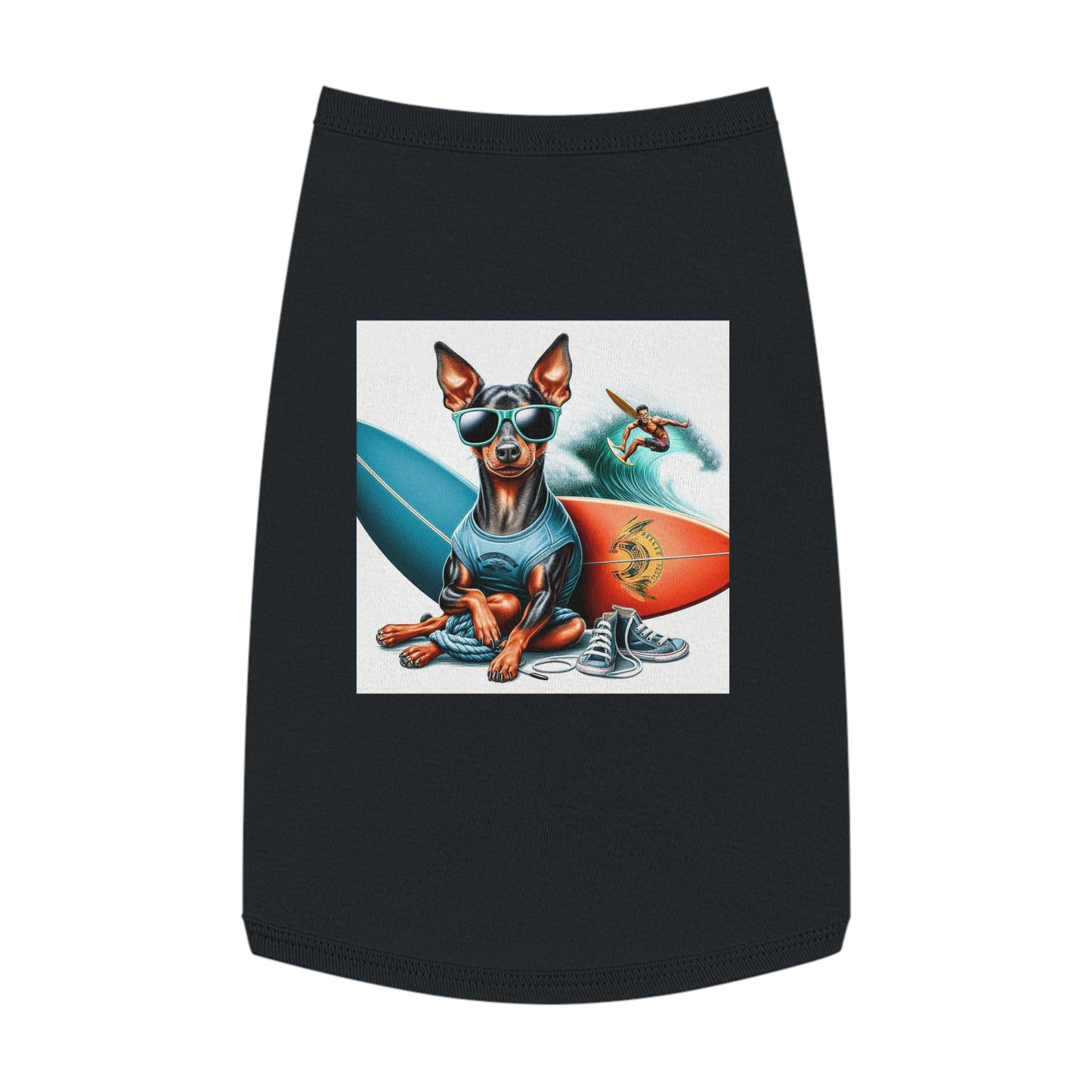 Min Pin Tank Tops surfs up Pets Printify L Black