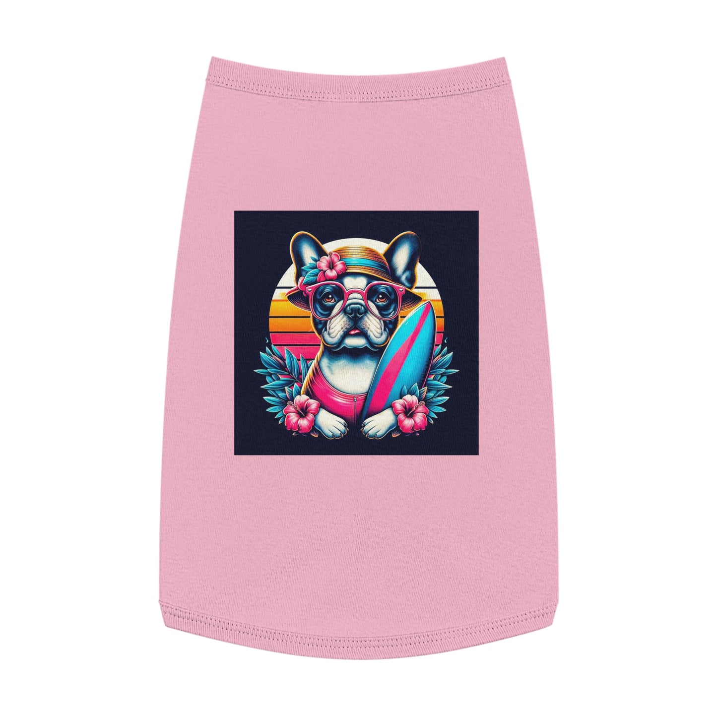 Pet Tank Top French Bulldog pretty flowers t shirt Pets Printify L Pink