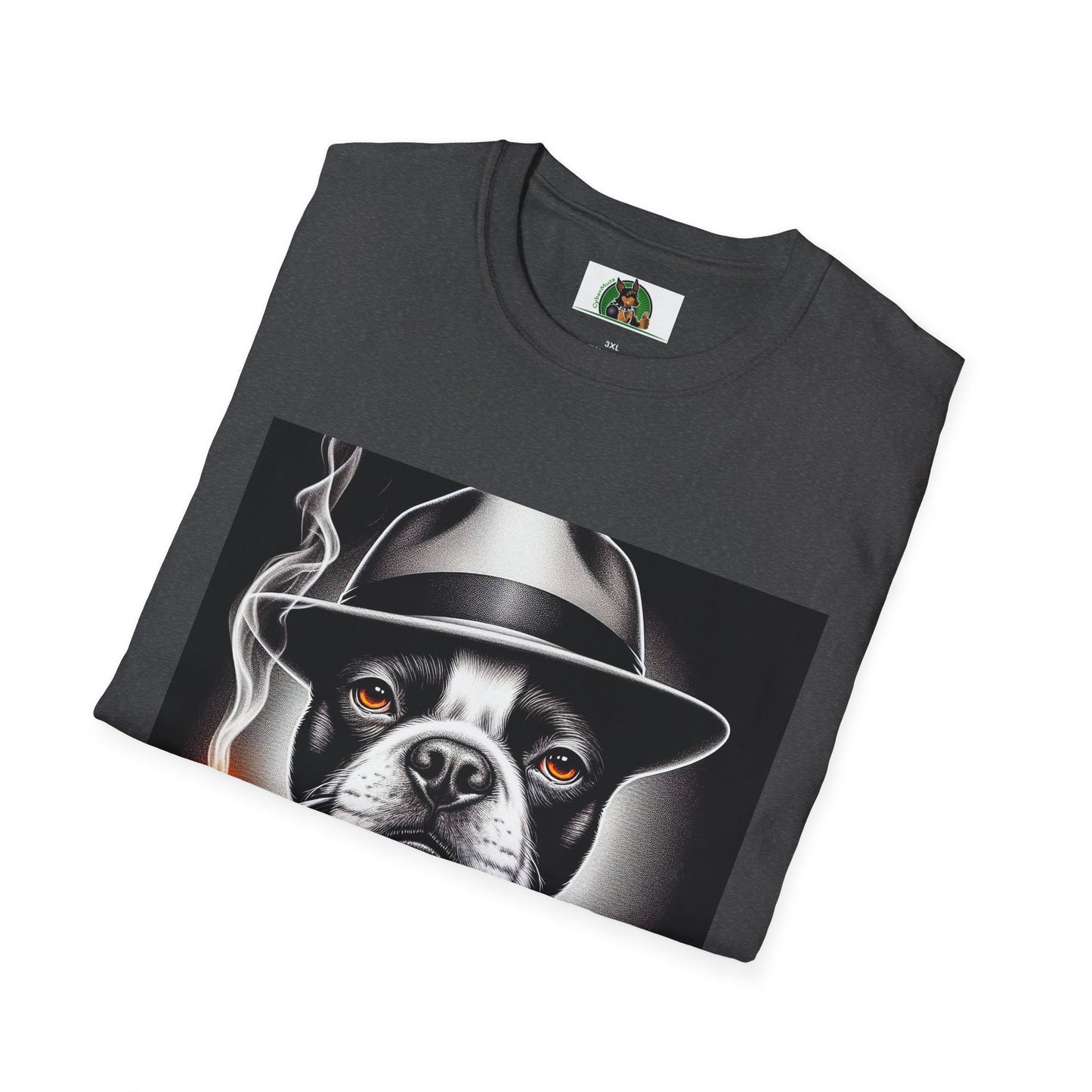 Boston Terrier Dog Smoking Pipe Drinking Whiskey T-Shirt Printify