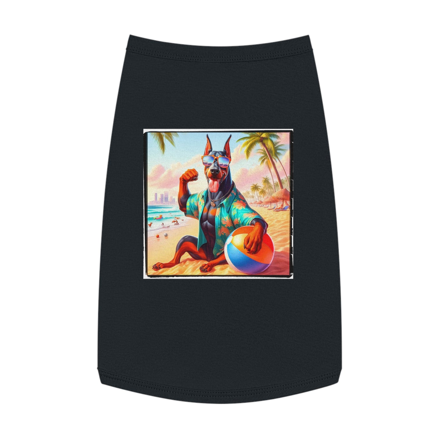 Pet Tank Top Doberman fun in the sun t shirt Pets Printify