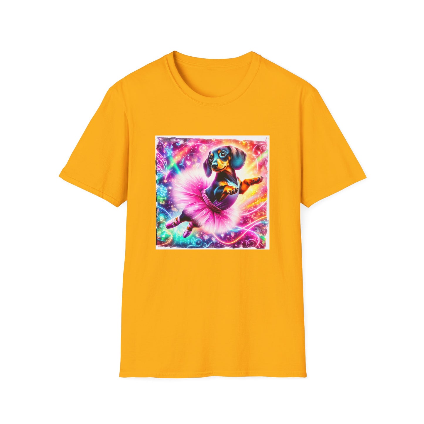 Dachshund pretty ballerina t shirt T-Shirt Printify S Gold