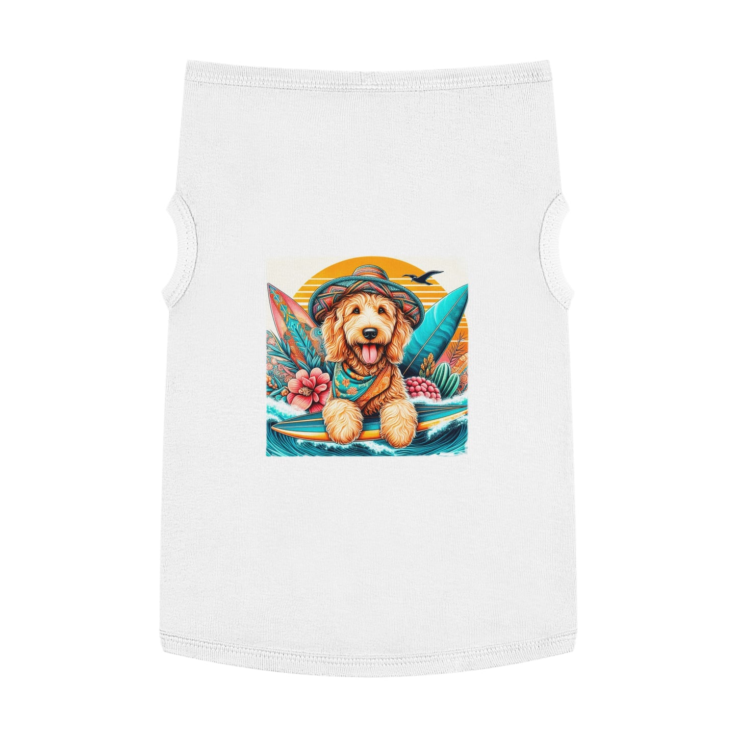 Pet Tank Golden Doodle pretty with flowers shirt Pets Printify XL White