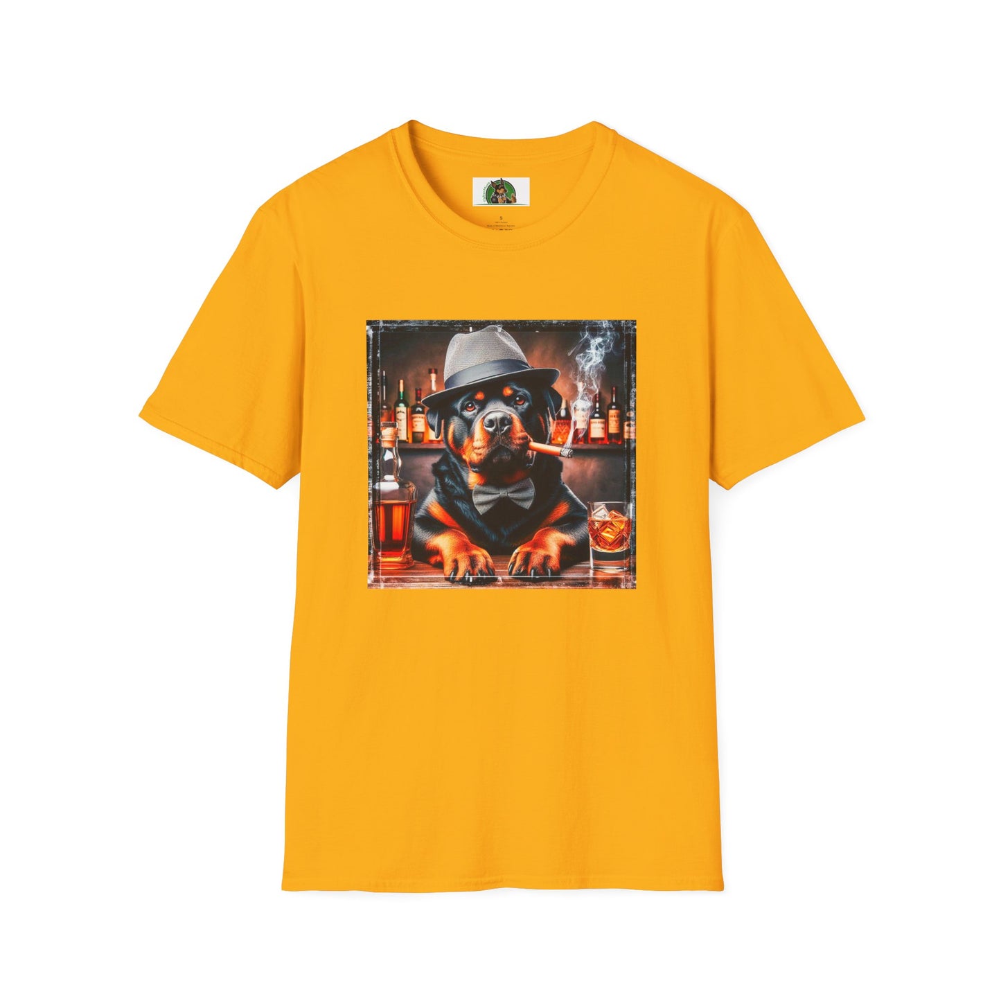 Rottweiler smoking a cigar shirt T-Shirt Printify S Gold