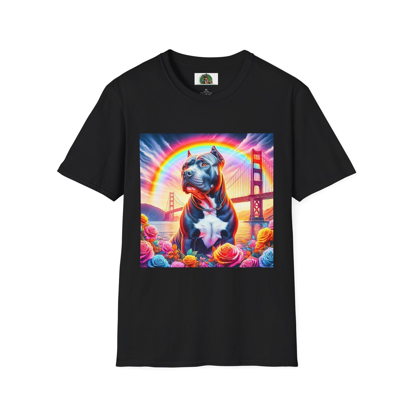 Pit Bull colorful bridge shirt T-Shirt Printify XS Black