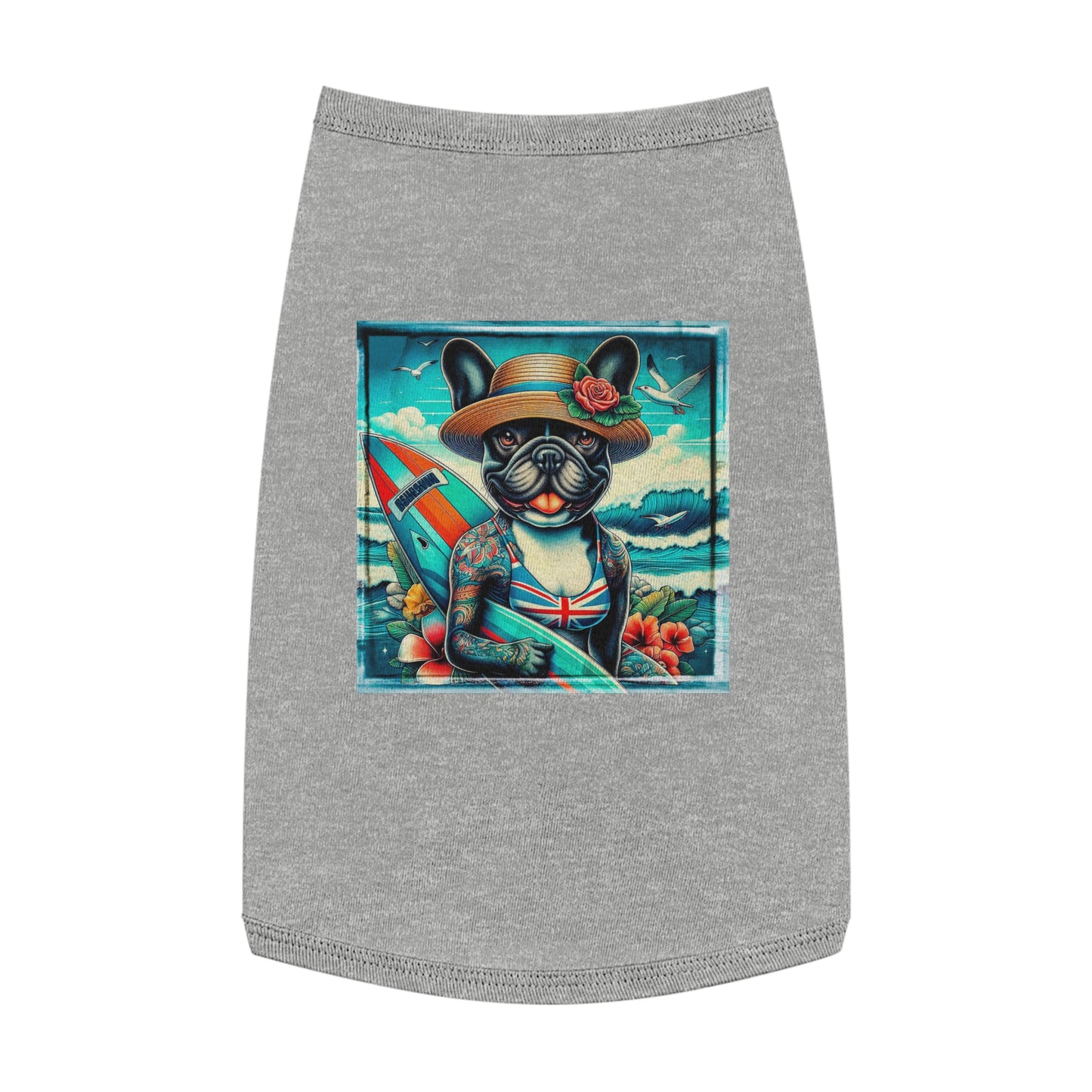 Pet Tank Top French Bulldog beach beauty t shirt Pets Printify L Heather