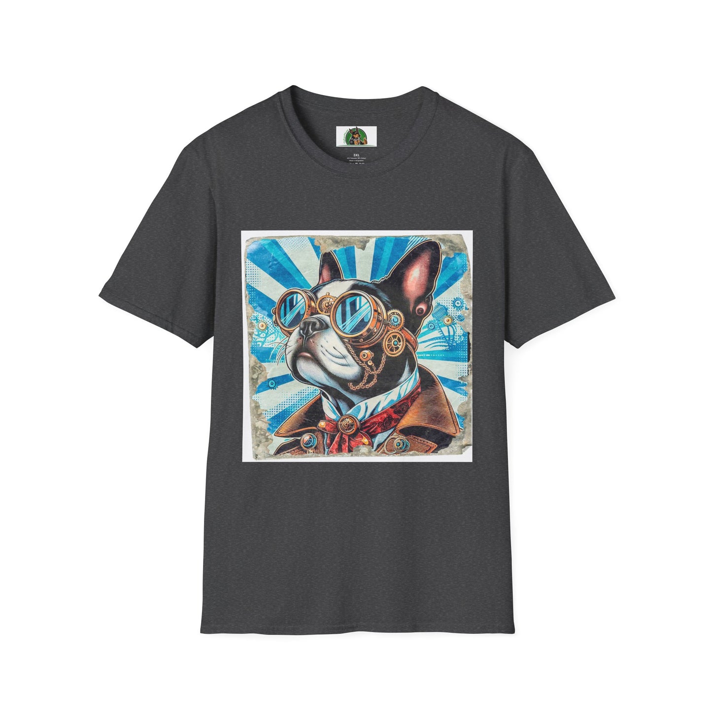 Steampunk Boston Terrier T-Shirt T-Shirt Printify XS Dark Heather