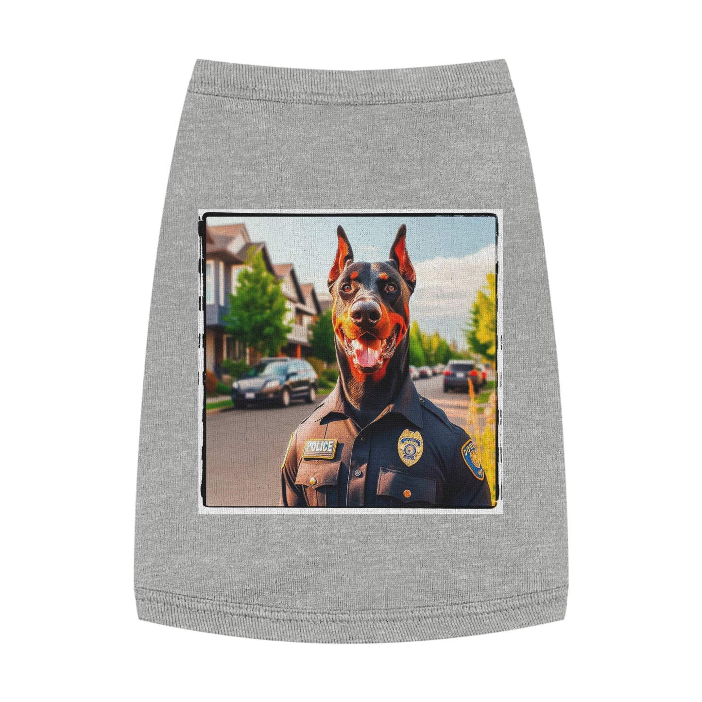 Pet Tank Top Doberman neighborhood police watch t shirt Pets Printify M Heather