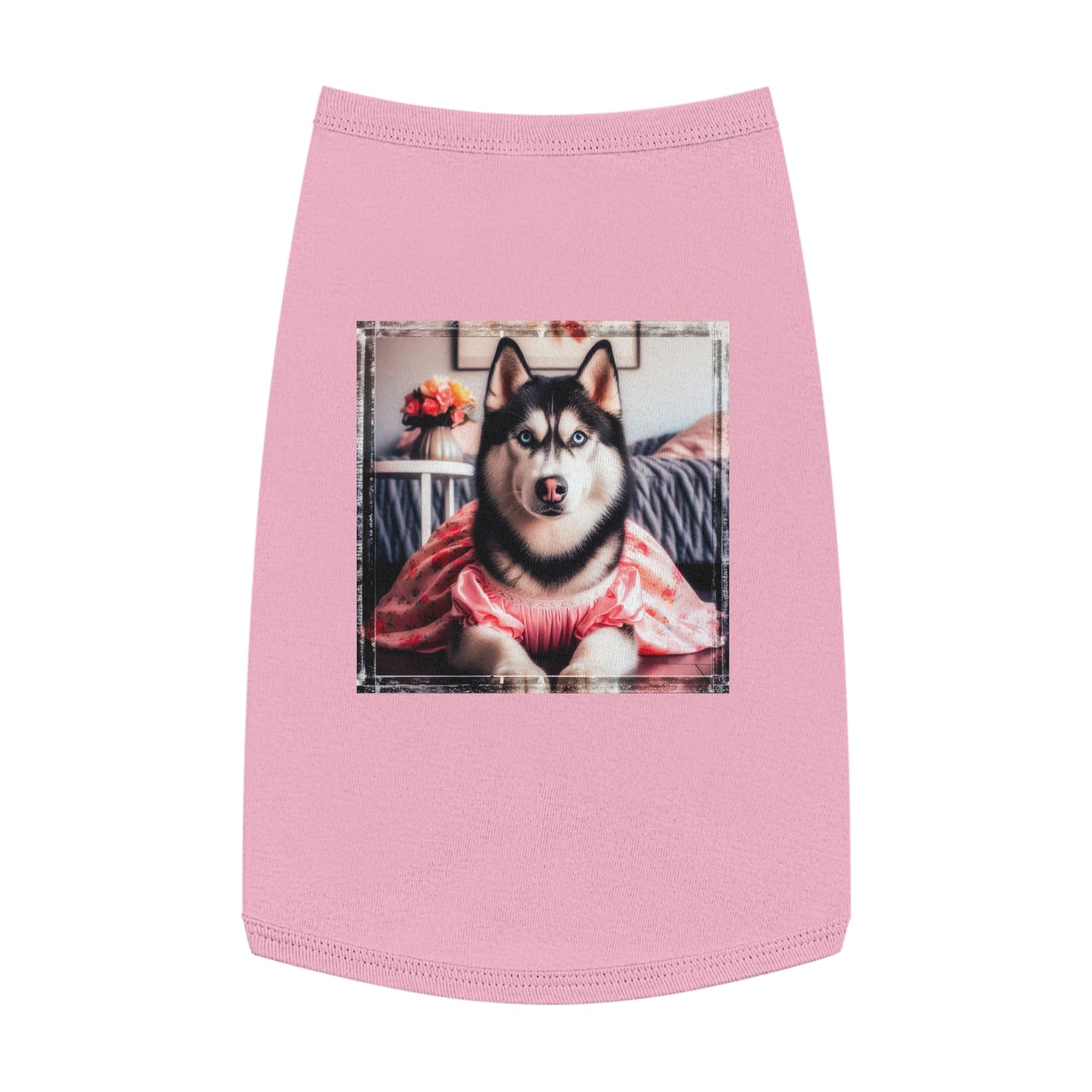 Pet Tank Top Husky pretty pink dress Pets Printify L Pink