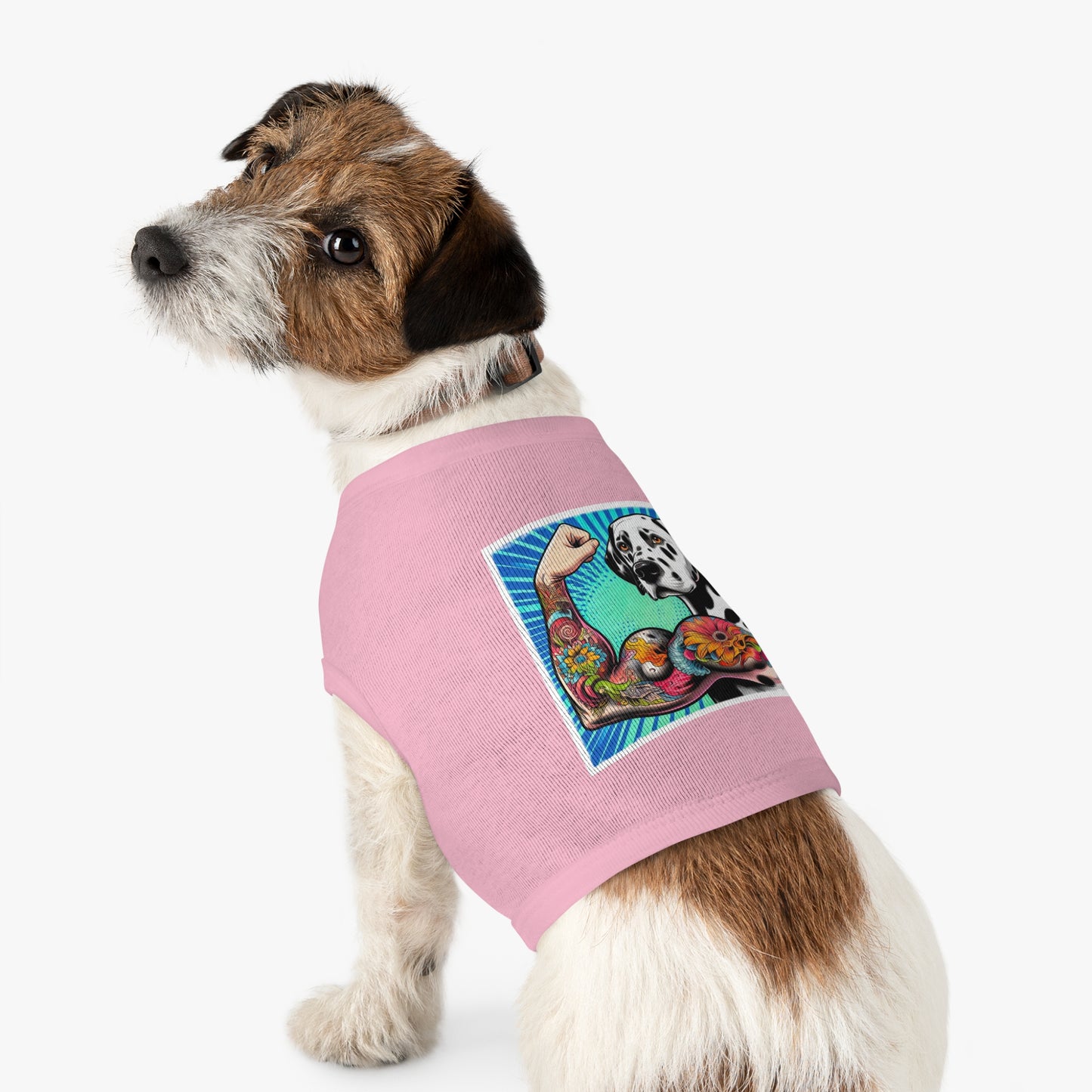 Pet Tank Top Dalmatian exercising t shirt Pets Printify