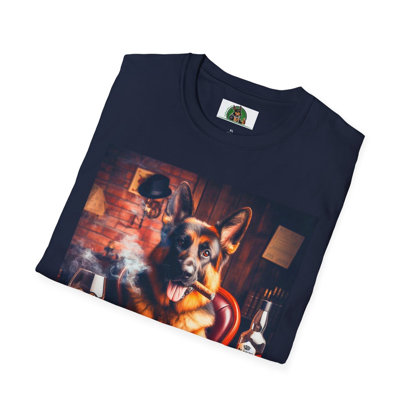 German Shepherd smoking a cigar shirt T-Shirt Printify