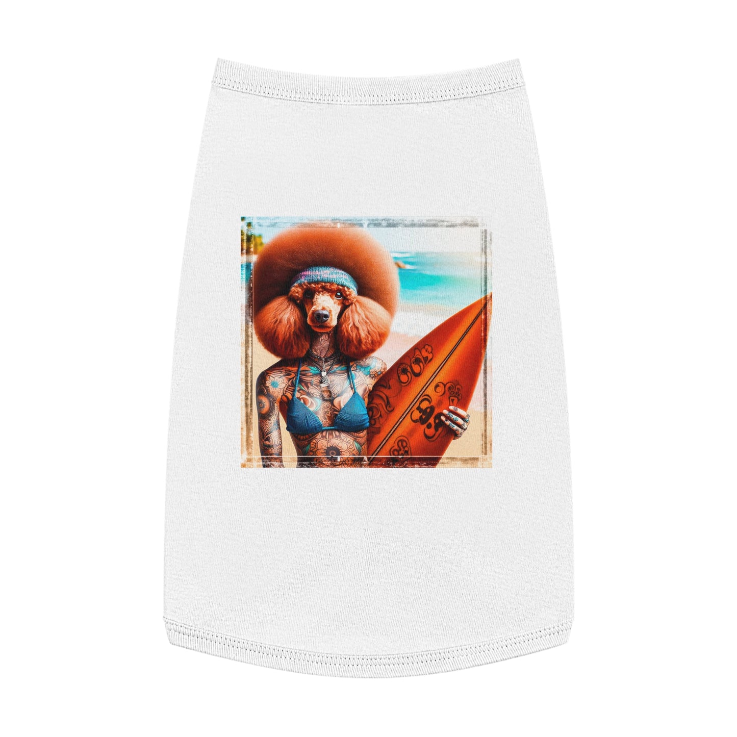 Pet Tank Top Poodle beach day shirt Pets Printify L White