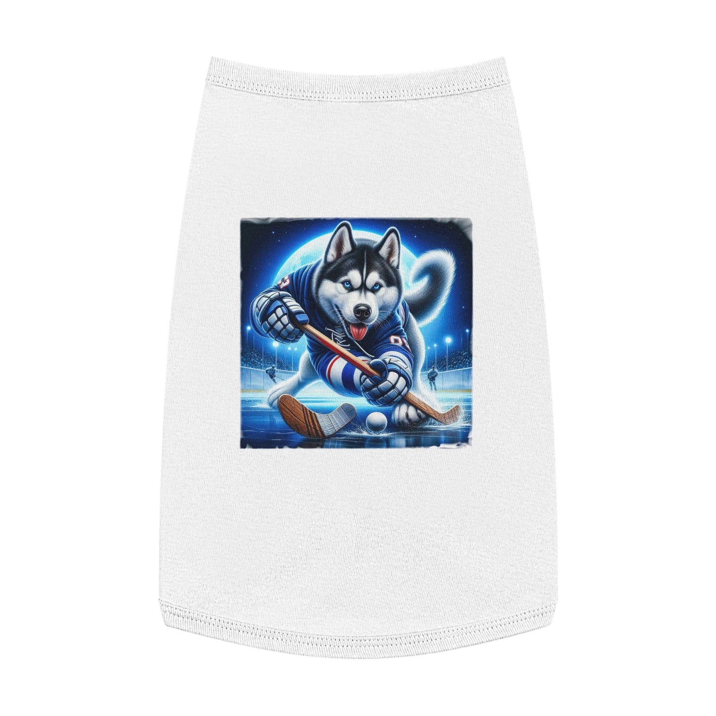 Pet Tank Top Husky hockey player Pets Printify L White
