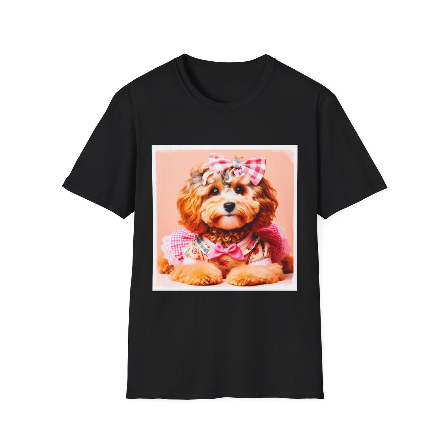 CockerPoo pretty pink bow t shirt T-Shirt Printify XS Black