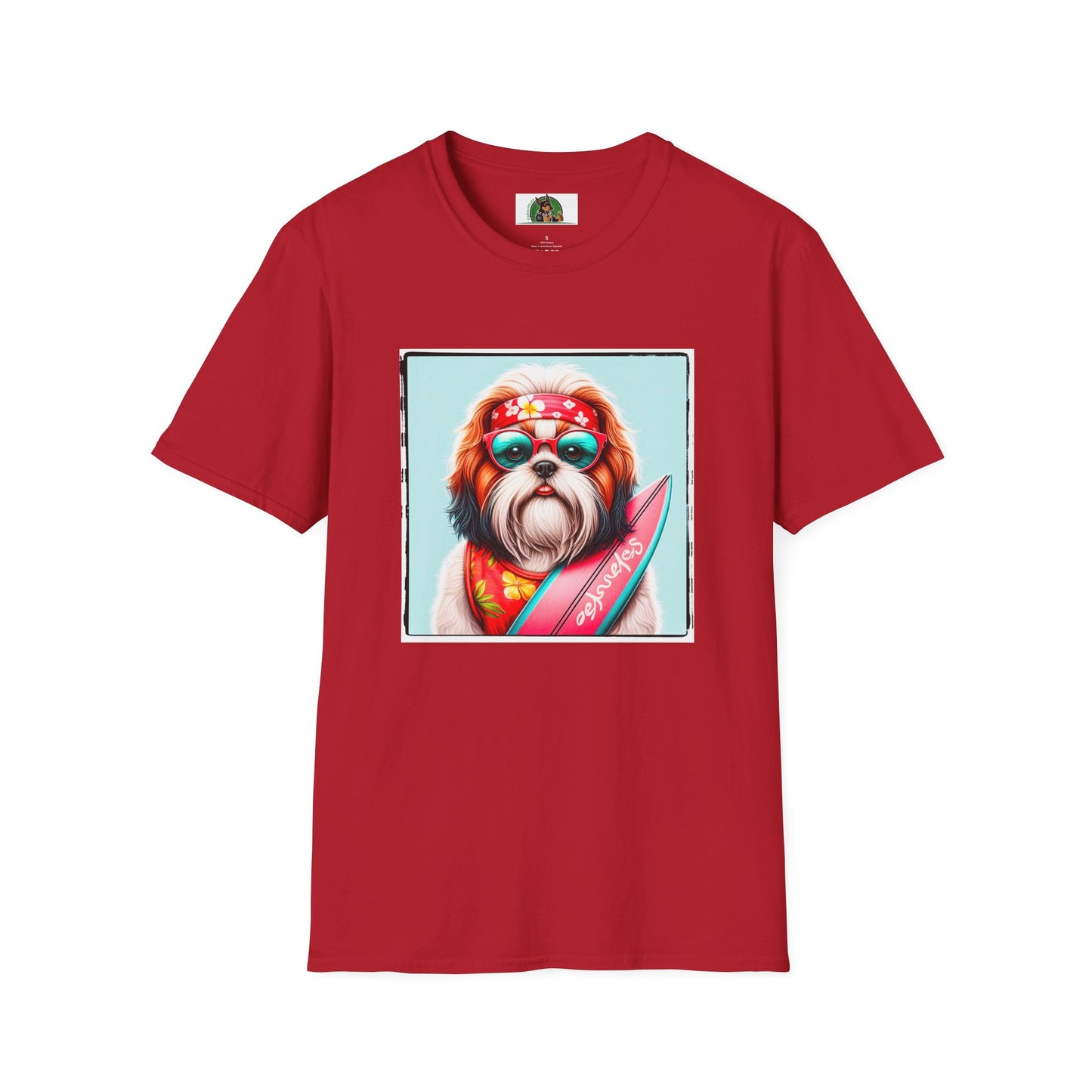 Shih Tzu surfer shirt T-Shirt Printify S Cherry Red