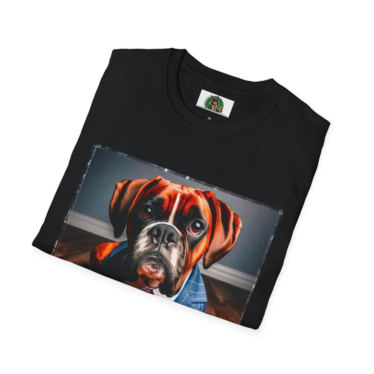 Boxer Dog Wearing Suit TShirt T-Shirt Printify
