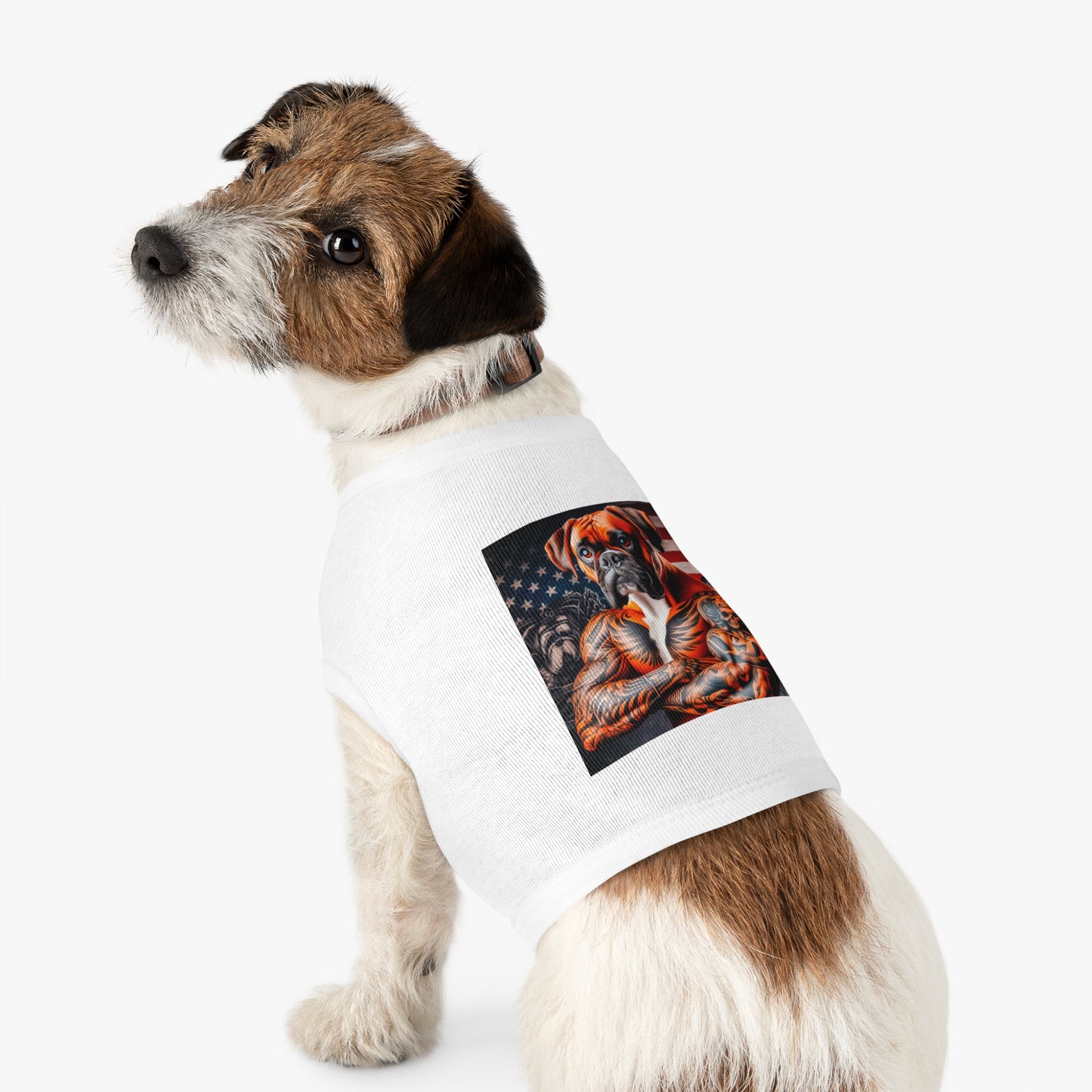 Pet Tank Top Boxer Dog American Flag Pets Printify