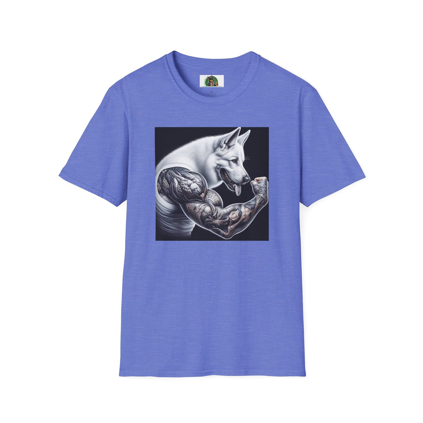 German Shepherd arm flexing shirt T-Shirt Printify Heather Royal S