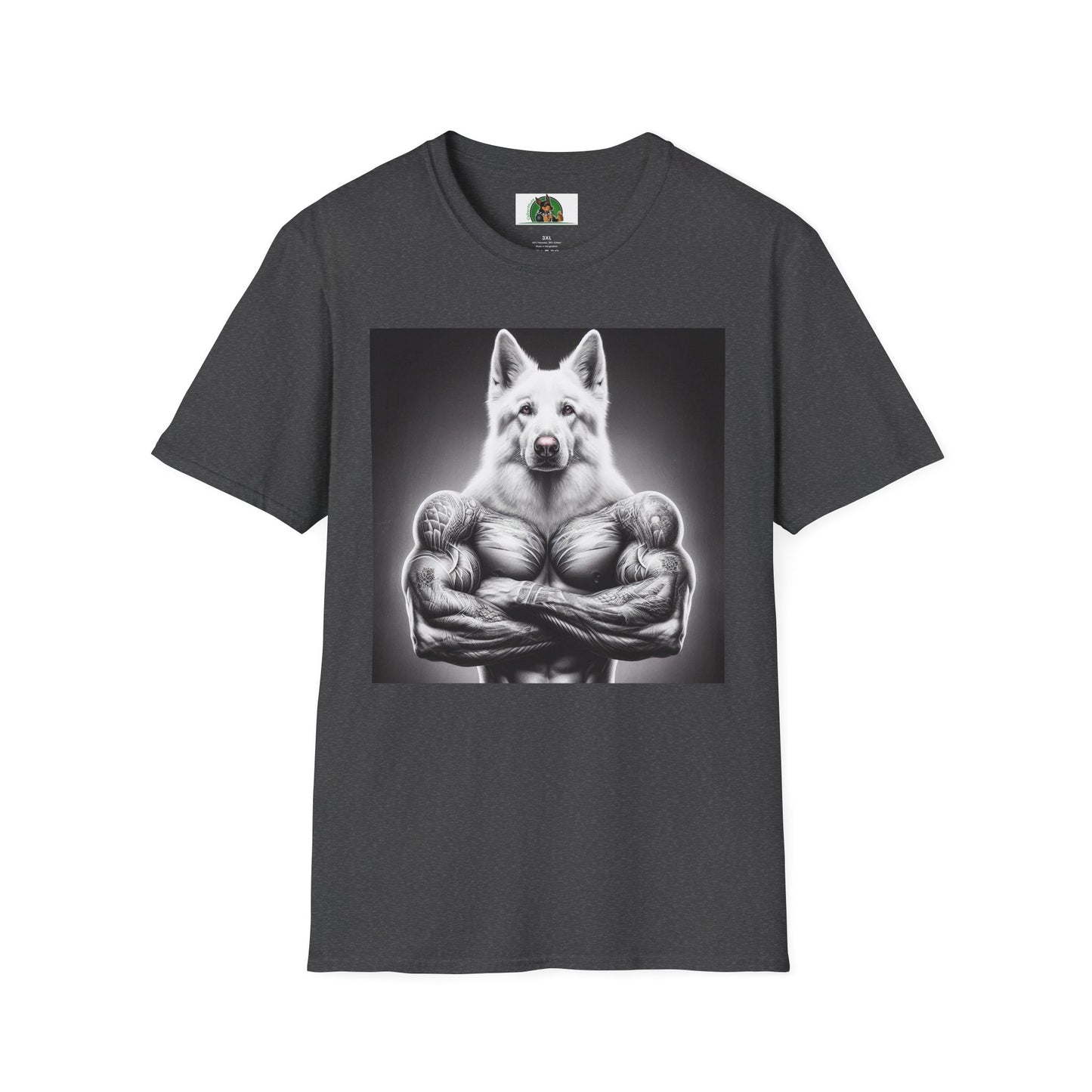 German Shepherd muscle man shirt T-Shirt Printify Dark Heather S