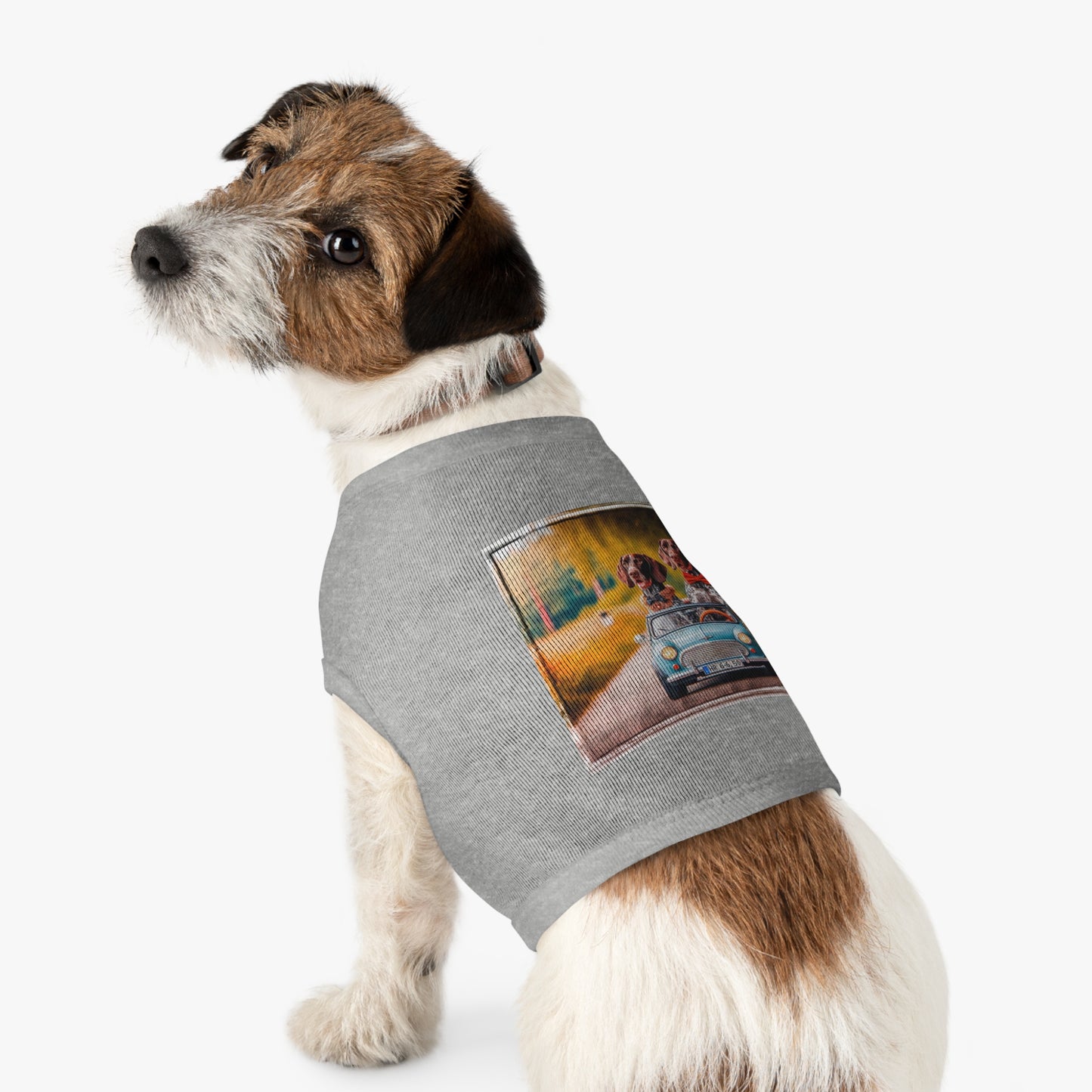 Wacky Pet Tank Top German Shorthaired Pointer tiny car driving t shirt Pets Printify