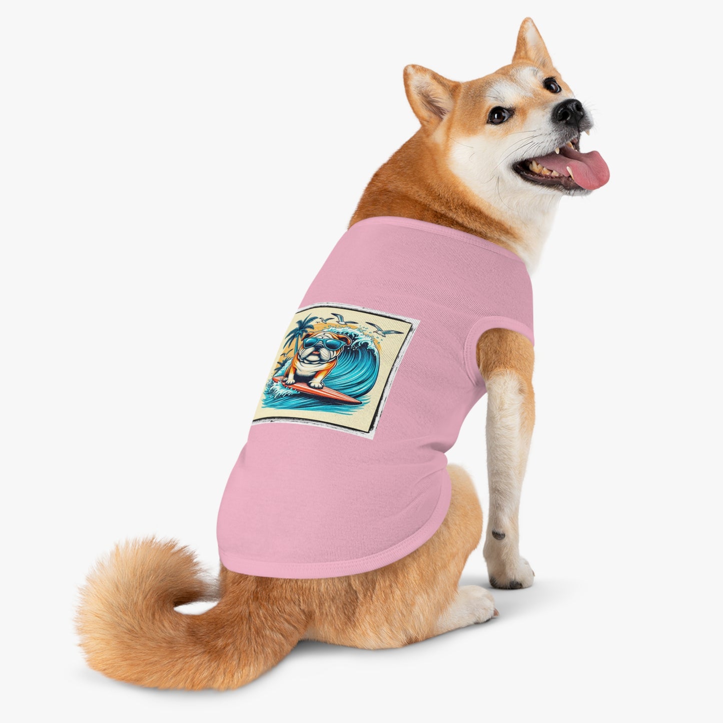 Pet Tank Top Bulldog Hawaiian surf t shirt