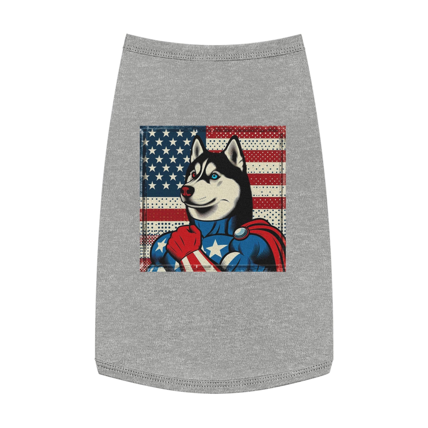 Pet Tank Top Husky super hero Pets Printify L Heather