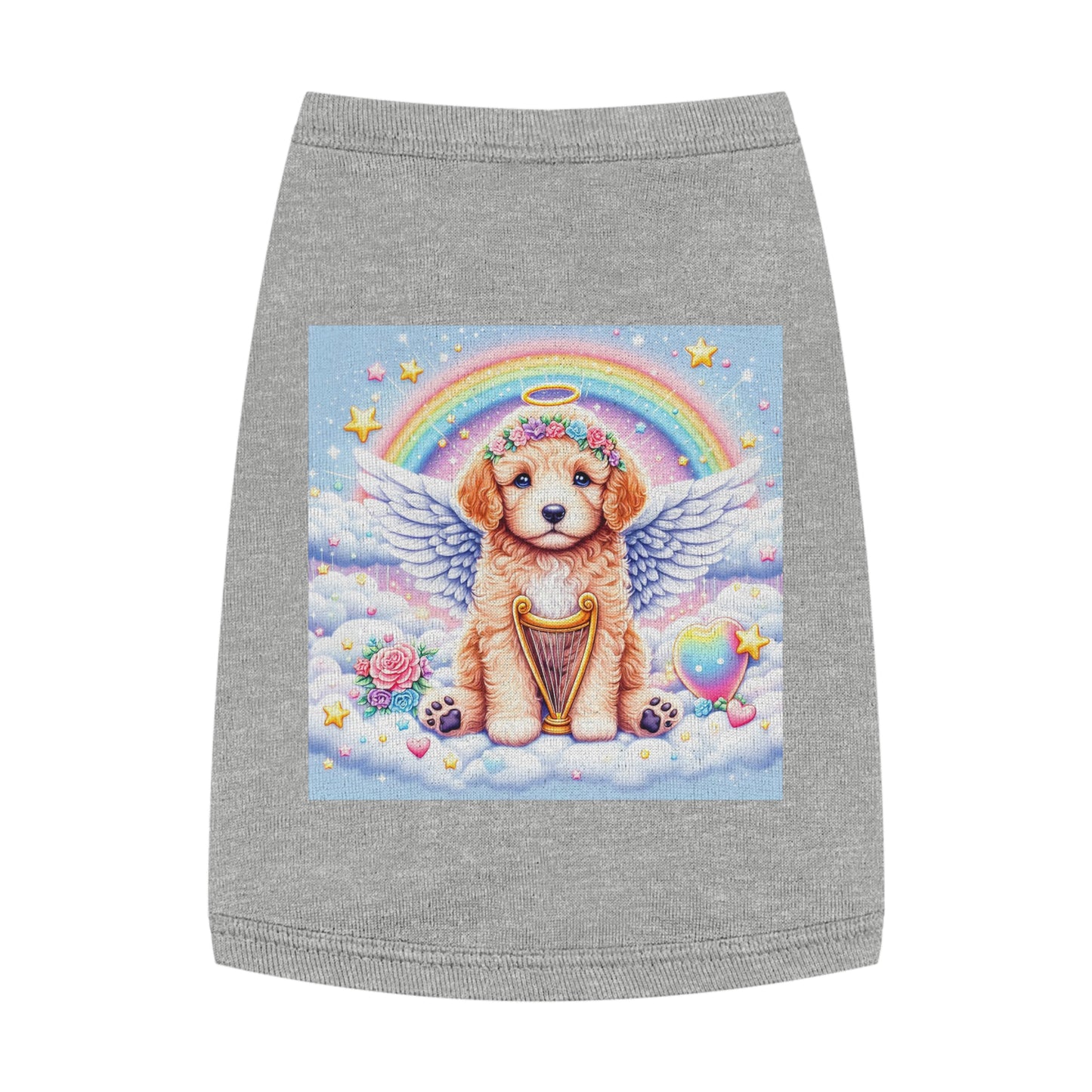 Pet Tank Golden Doodle baby Angel shirt Pets Printify M Heather
