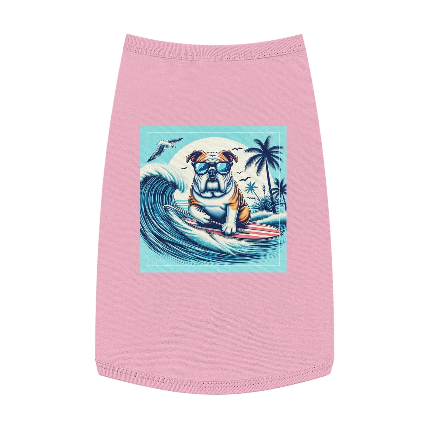 Pet Tank Top Bulldog waves t shirt Pets Printify L Pink