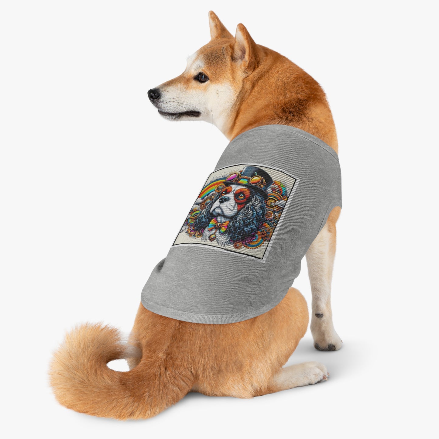 Pet Tank Top Cavalier King Charles Spaniel SteamPunk Colorful T Shirt Pets Printify