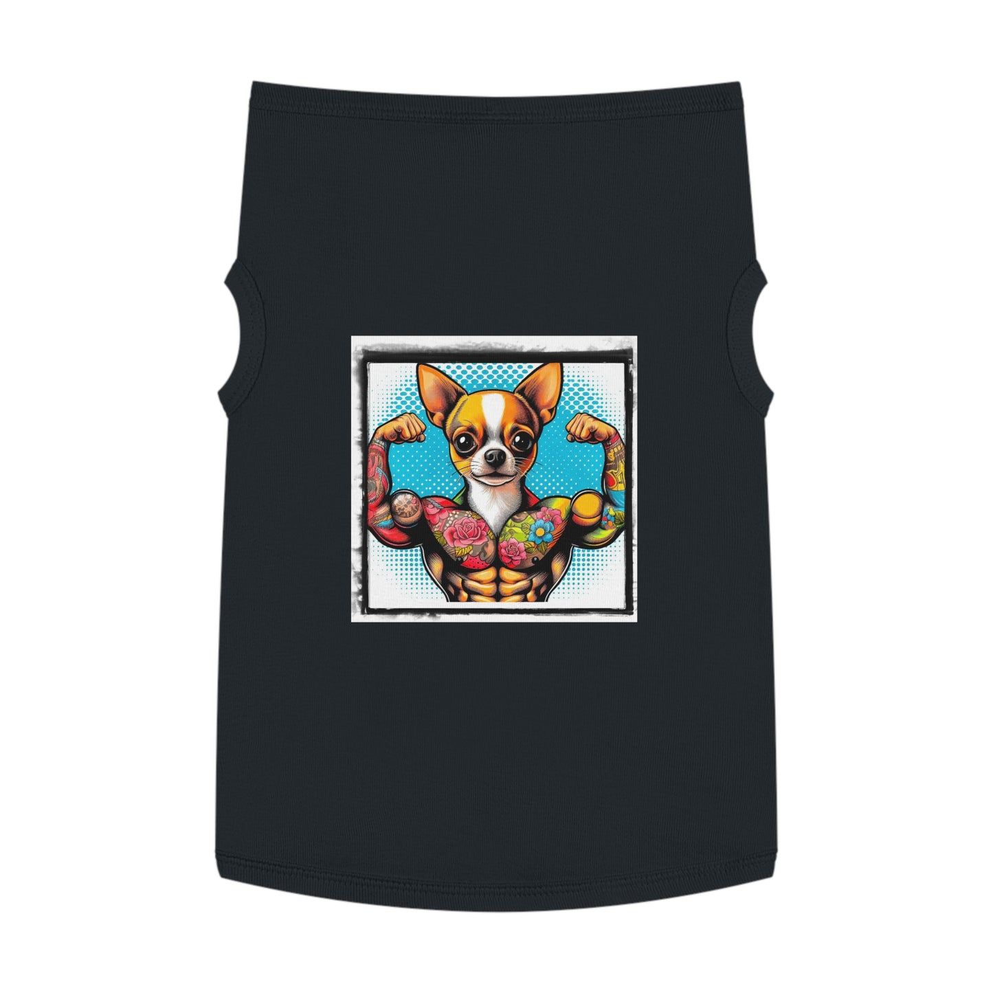 Pet Tank Top Chihuahua flexing t shirt Pets Printify