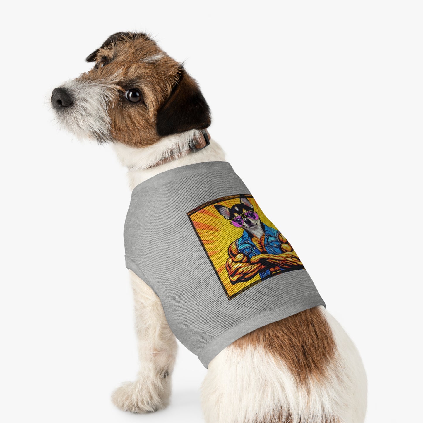 Pet Tank Top Chihuahua golden muscles t shirt Pets Printify